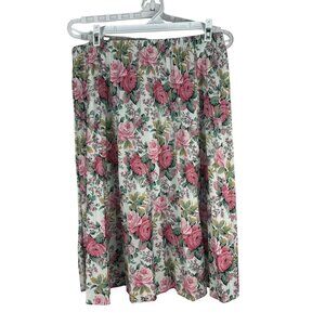 Vintage Floral Print Skirt Petite Size 16 100% Polyester